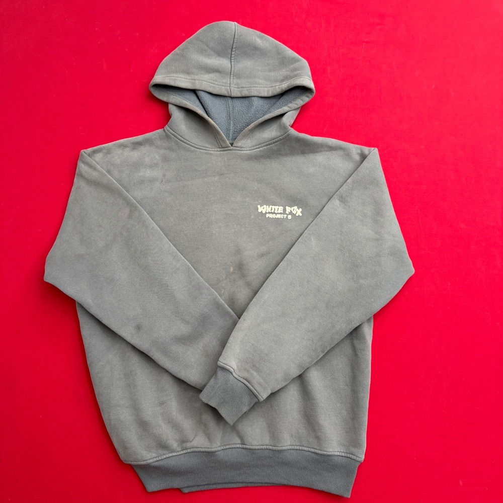 White Fox Project 5‎ Hoodie Mens Faded Grey Puff Print Size Medium Pullover